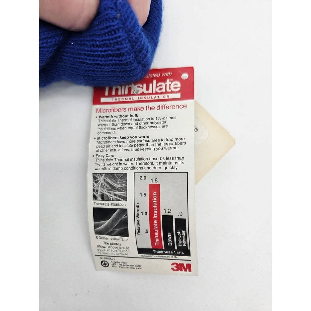 Vintgae Thermal Insulation Thinsulate Royal Blue 3M NEW Beanie Hate Winter Mens